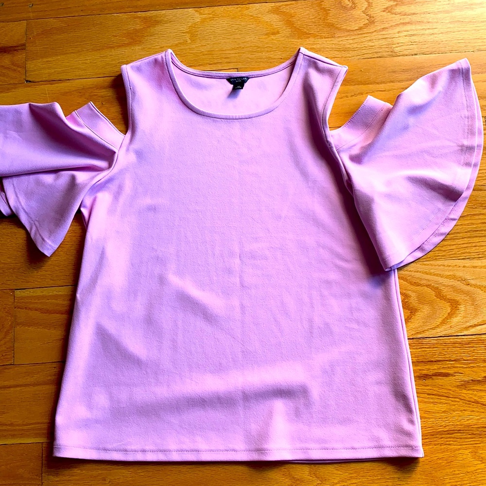 Ann Taylor Flutter Sleeve Cold Shoulder Top